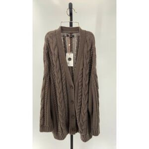 Quince Brown Cable Knit Sweater